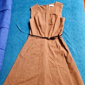Calvin Klein dress, brown, size 6, with black belt